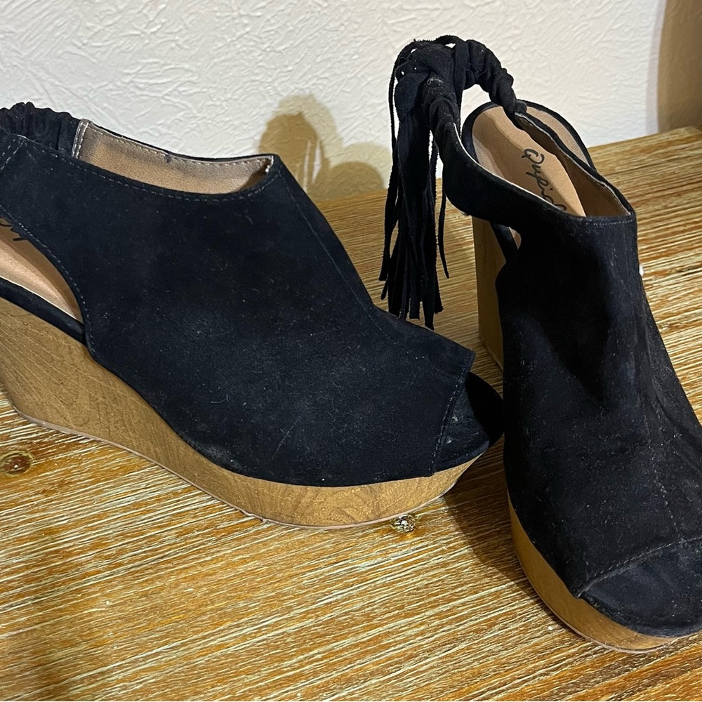 Black Wedge Sandals